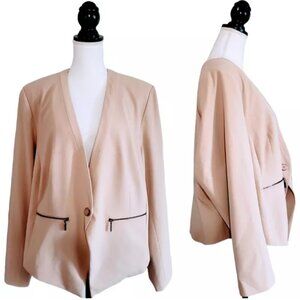 NWT LANE BRYANT Blazer Jacket, Light Tan Beige Tailored Stretch Office, 24 (1X)